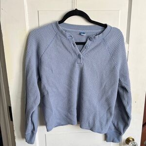 Old Navy Women's Soft Blue Henley Sweater